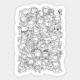 Black and white Doodle style artists animals puns Sticker